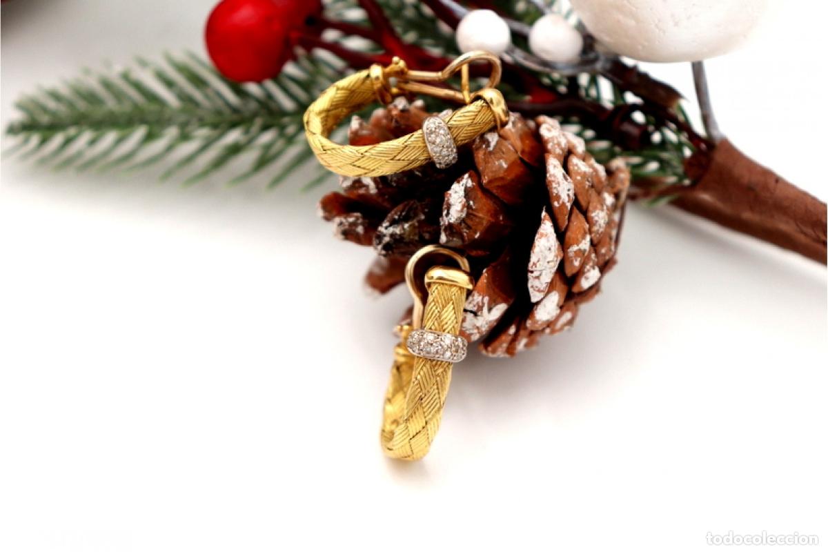 Joyeria: Pendientes en oro bicolor de 19,2K con diamantes. - Foto 7