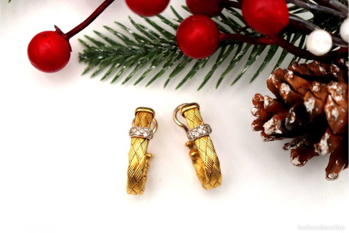 Joyeria: Pendientes en oro bicolor de 19,2K con diamantes. - Foto 1