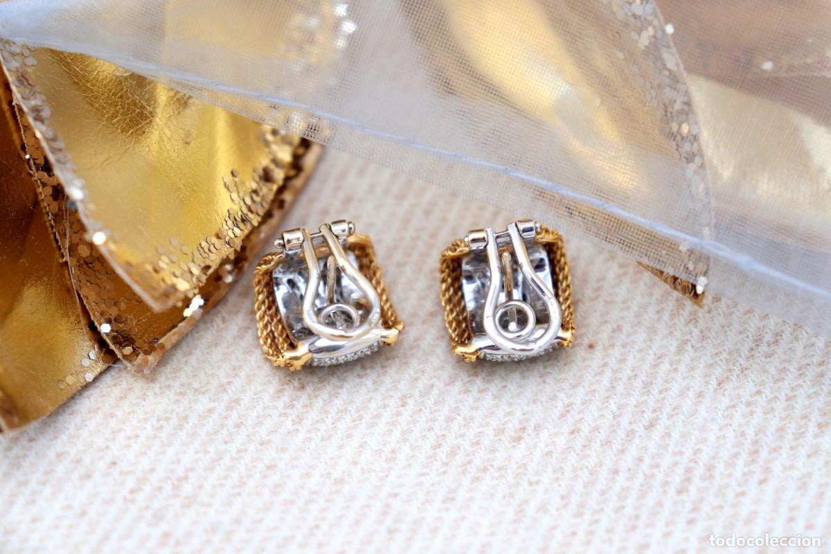 Joyeria: Pendientes en oro bicolor de 18 quilates con diamantes. - Foto 2