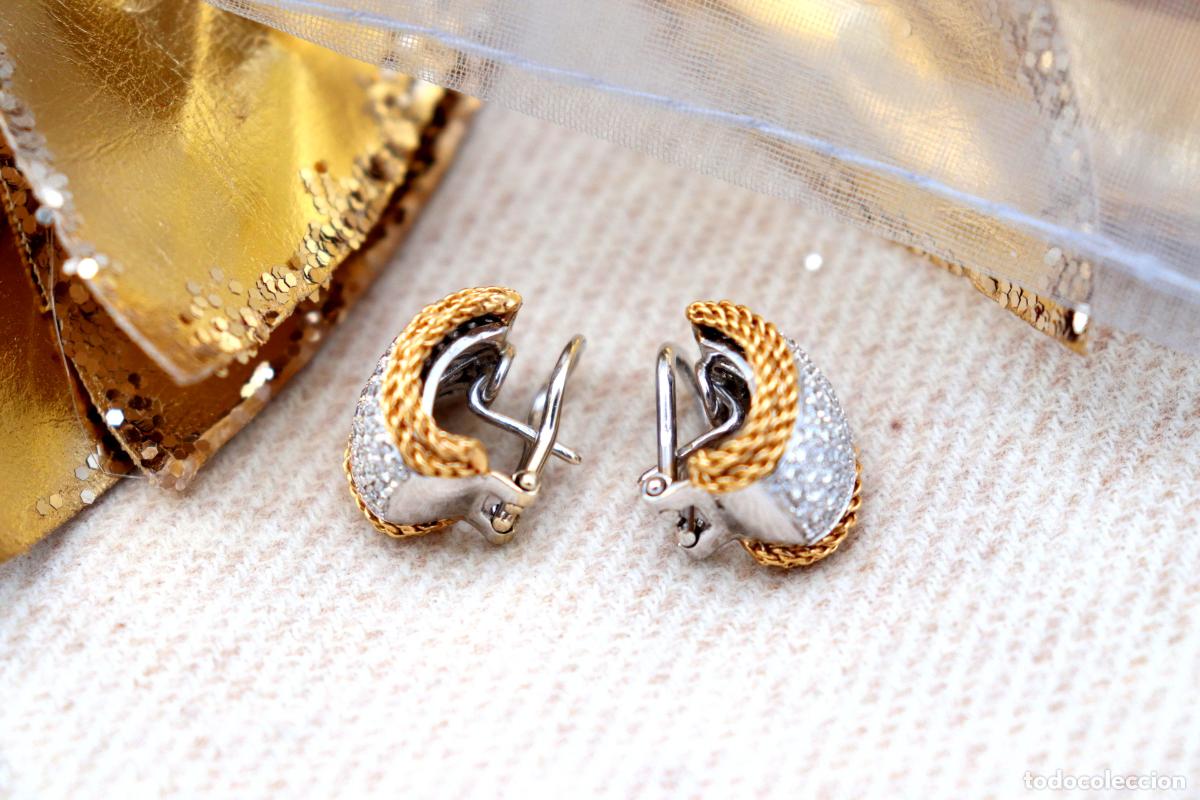Joyeria: Pendientes en oro bicolor de 18 quilates con diamantes. - Foto 3