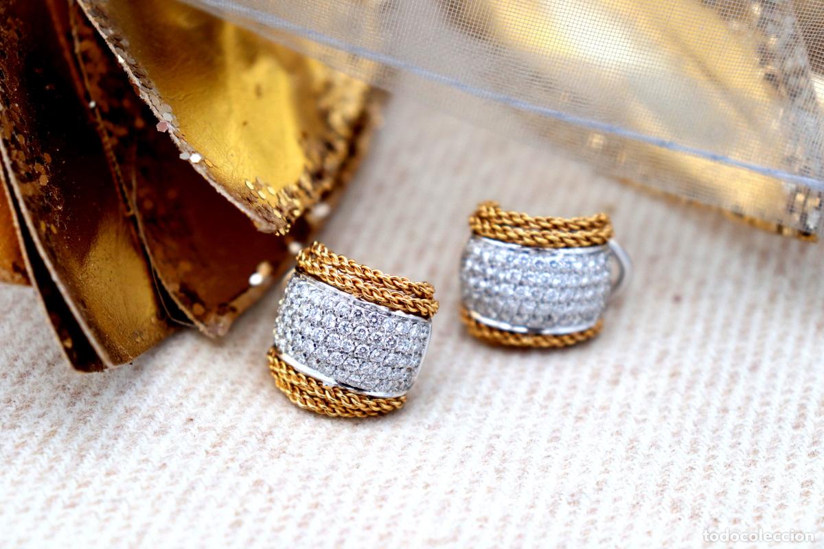 Joyeria: Pendientes en oro bicolor de 18 quilates con diamantes. - Foto 4