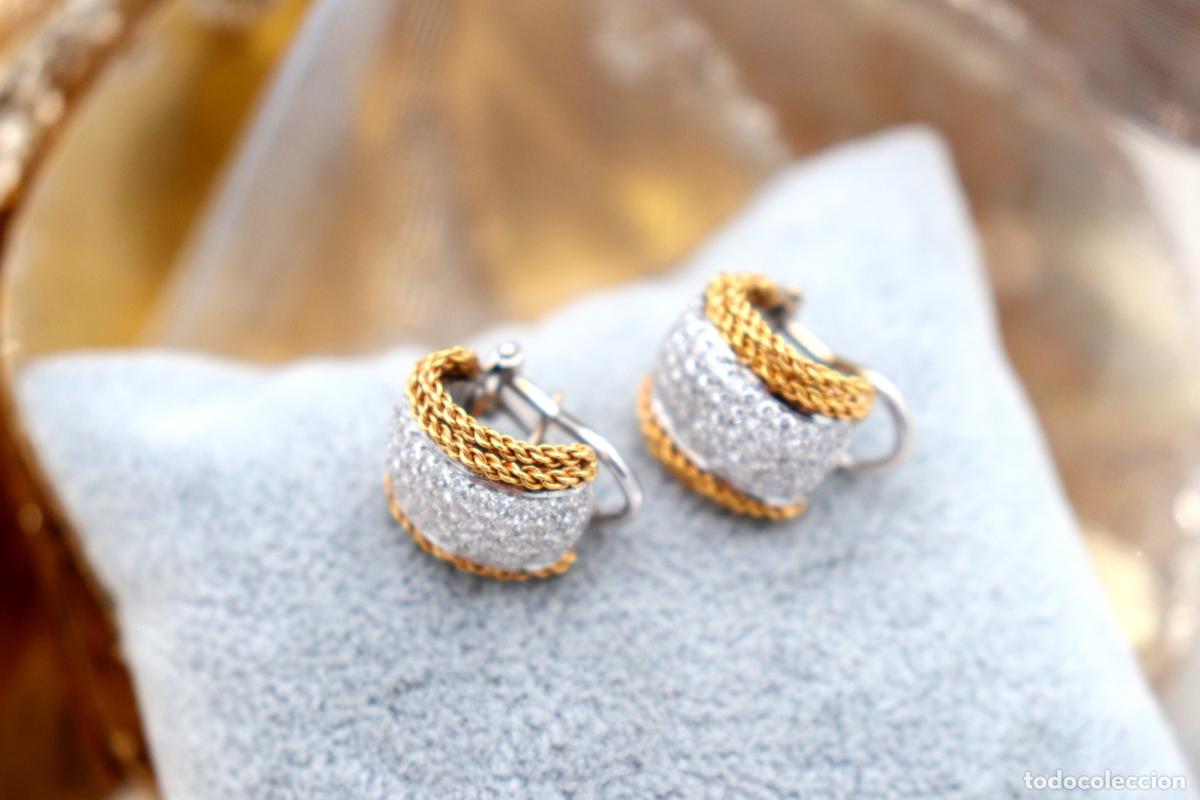 Joyeria: Pendientes en oro bicolor de 18 quilates con diamantes. - Foto 5