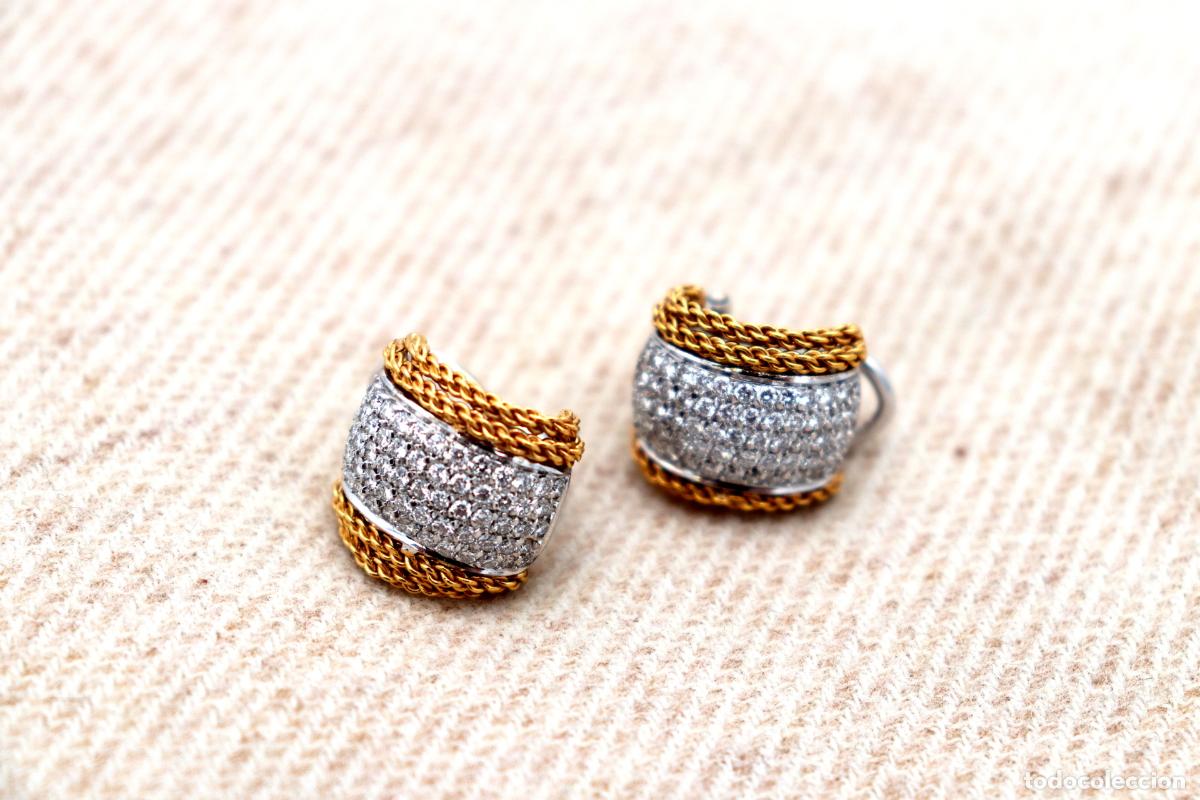 Joyeria: Pendientes en oro bicolor de 18 quilates con diamantes. - Foto 6