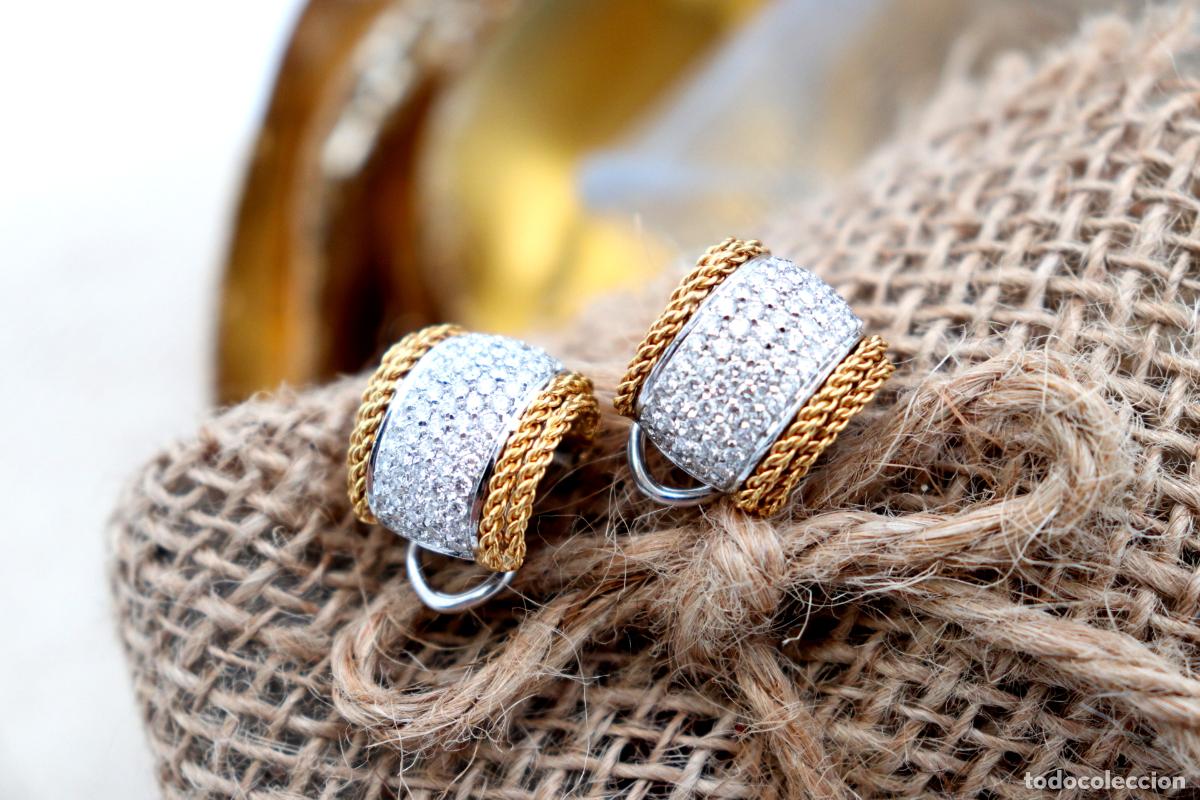 Joyeria: Pendientes en oro bicolor de 18 quilates con diamantes. - Foto 1