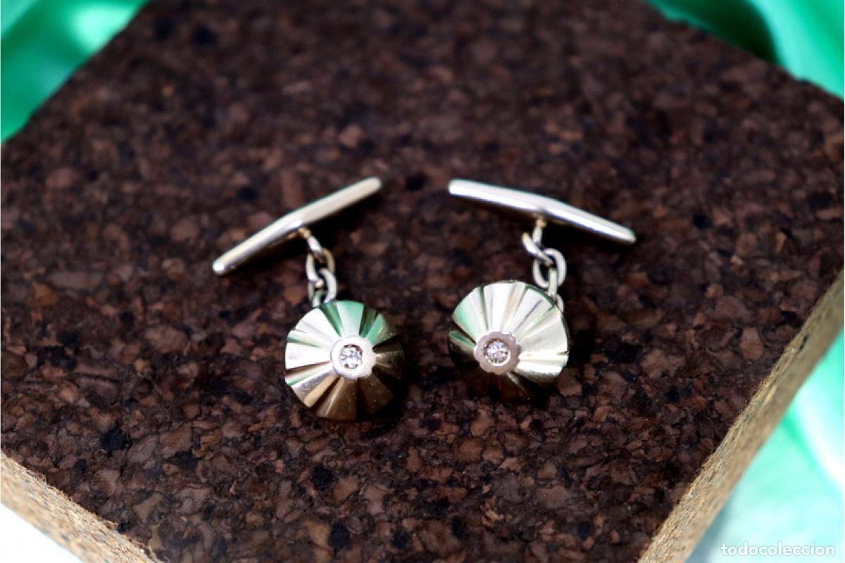 Joyeria: Gemelos en oro blanco de 19,2K con diamantes. - Foto 3