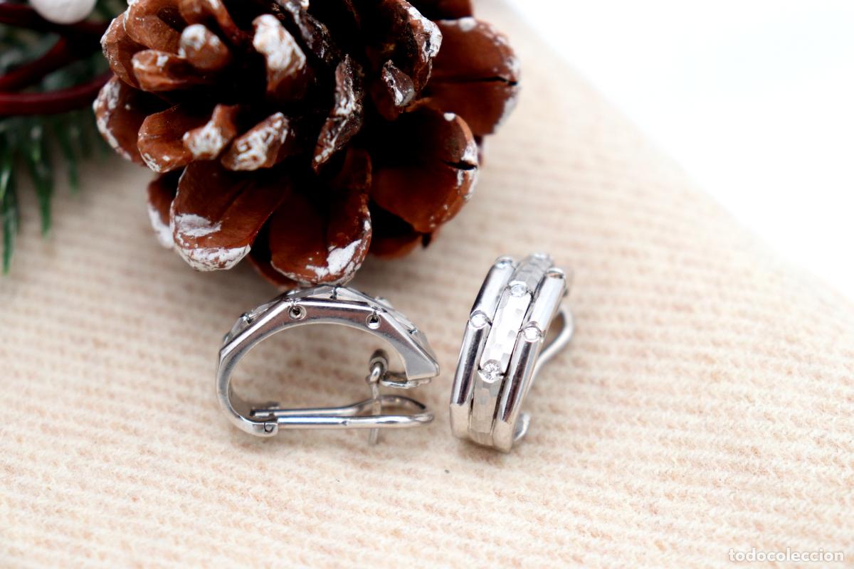 Joyeria: Pendientes en oro blanco de 19,2K con diamantes. - Foto 6
