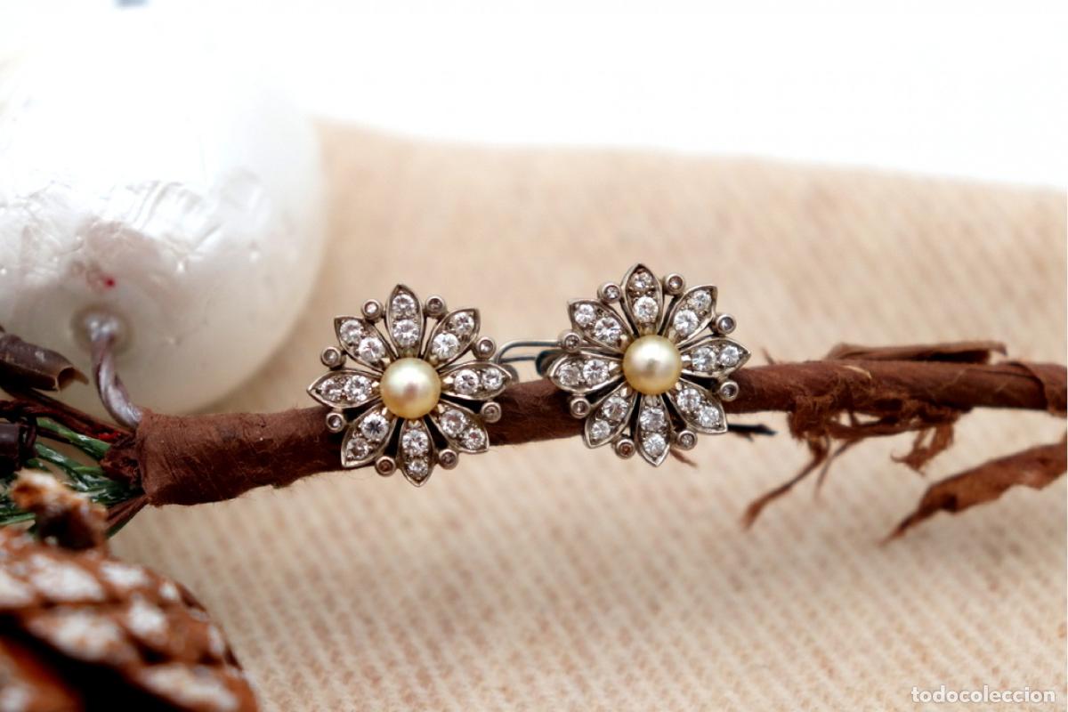 Joyeria: Pendientes en oro blanco de 19,2K con diamantes y perlas. - Foto 5