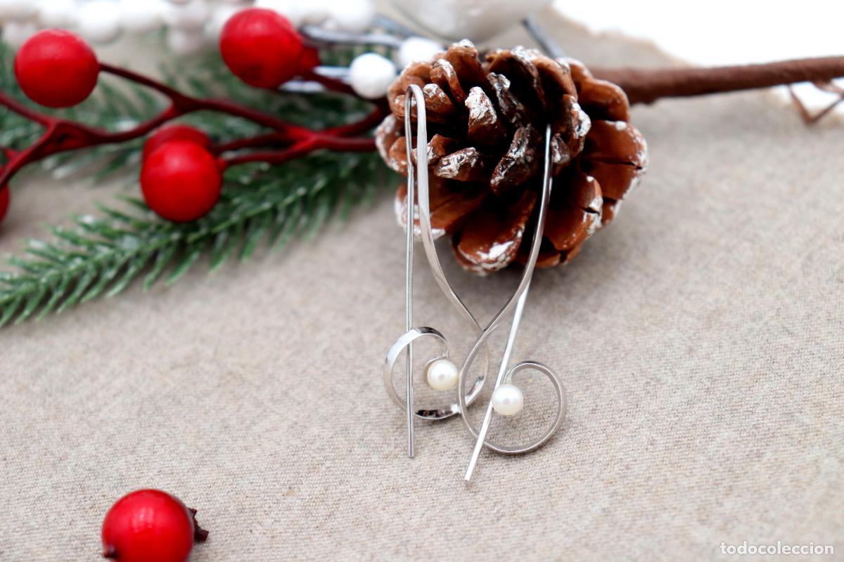 Joyeria: Pendientes en oro blanco de 19,2K con perlas. - Foto 3