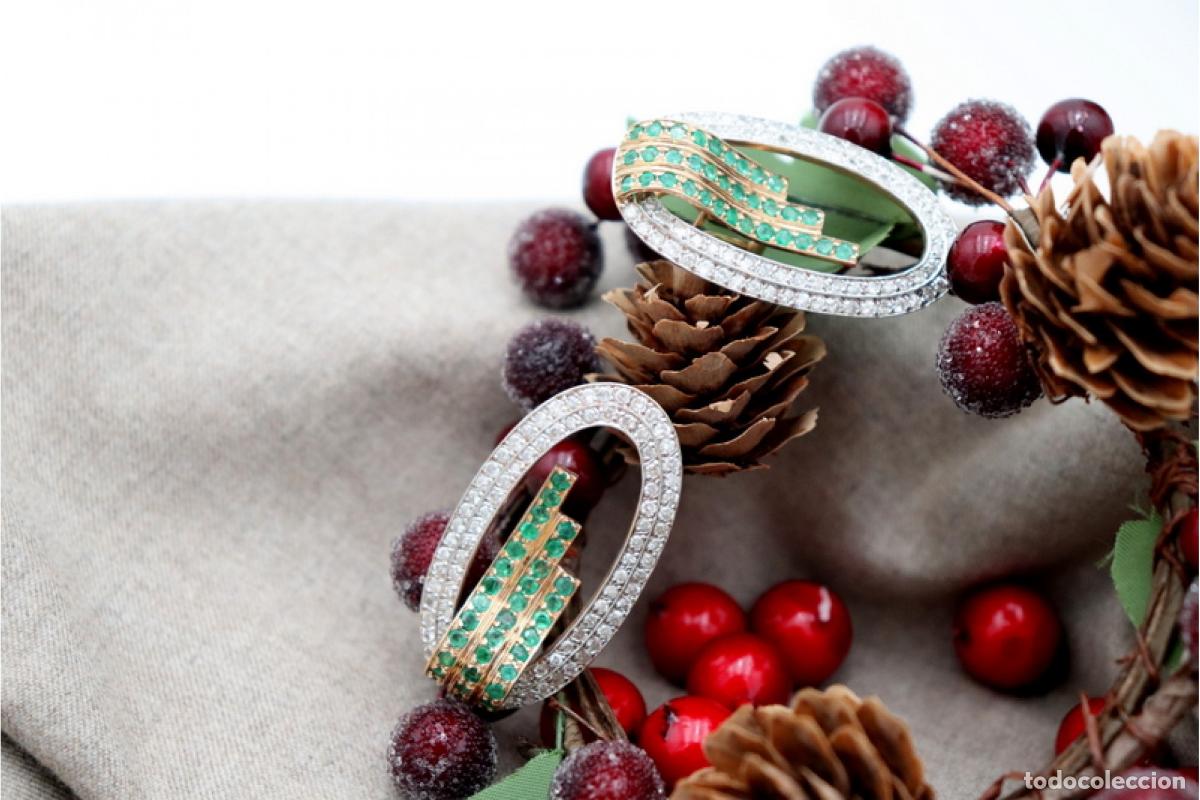 Joyeria: Pendientes de oro con diamantes y esmeraldas - Foto 4