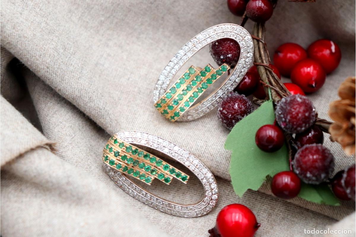 Joyeria: Pendientes de oro con diamantes y esmeraldas - Foto 5