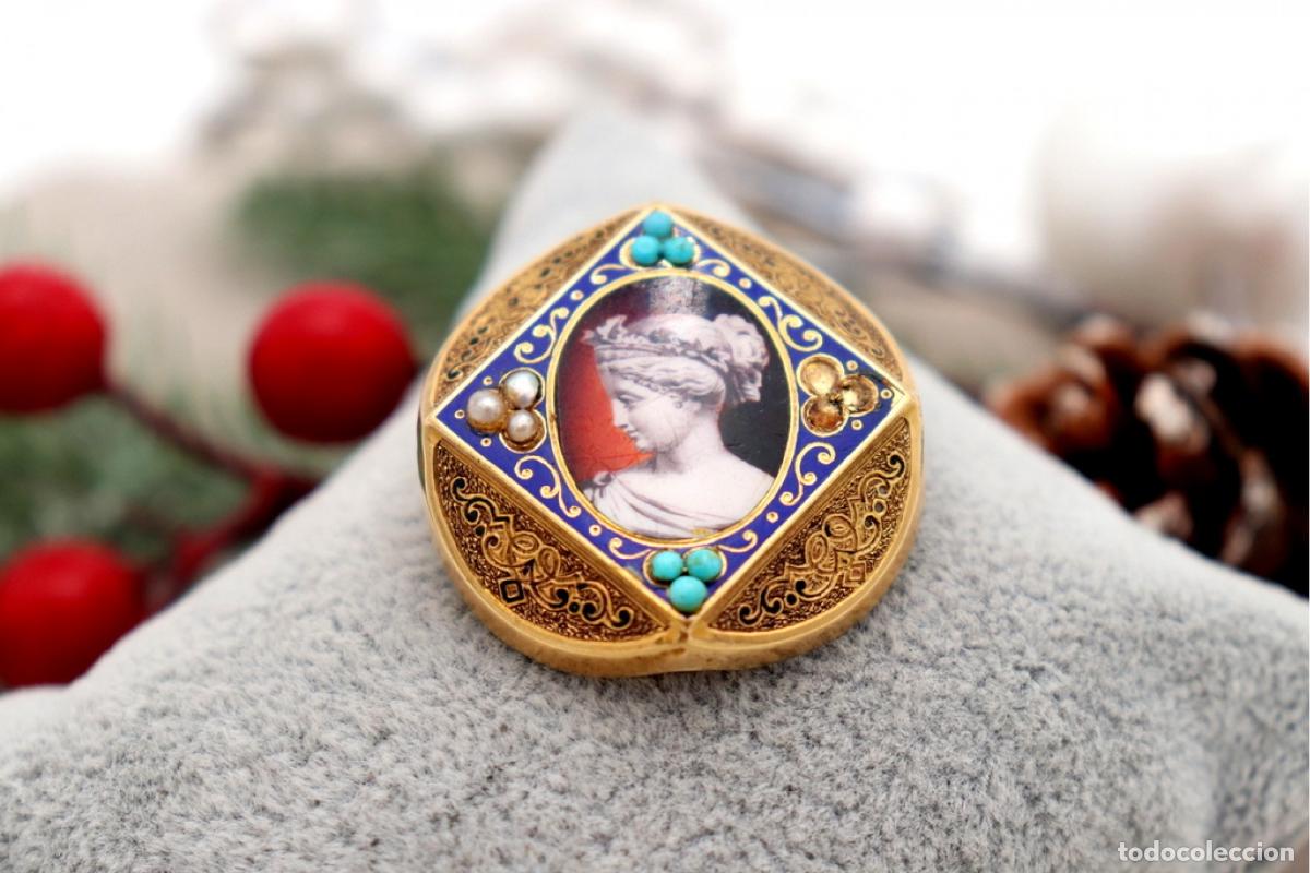 Joyeria: Broche de Oro 18K con perlas y turquesas. - Foto 4