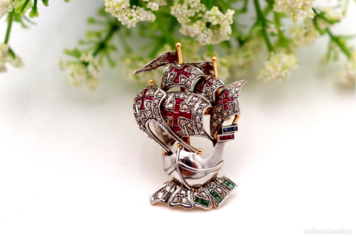 Joyeria: Broche de oro de 19,2 quilates con diamantes - Foto 1