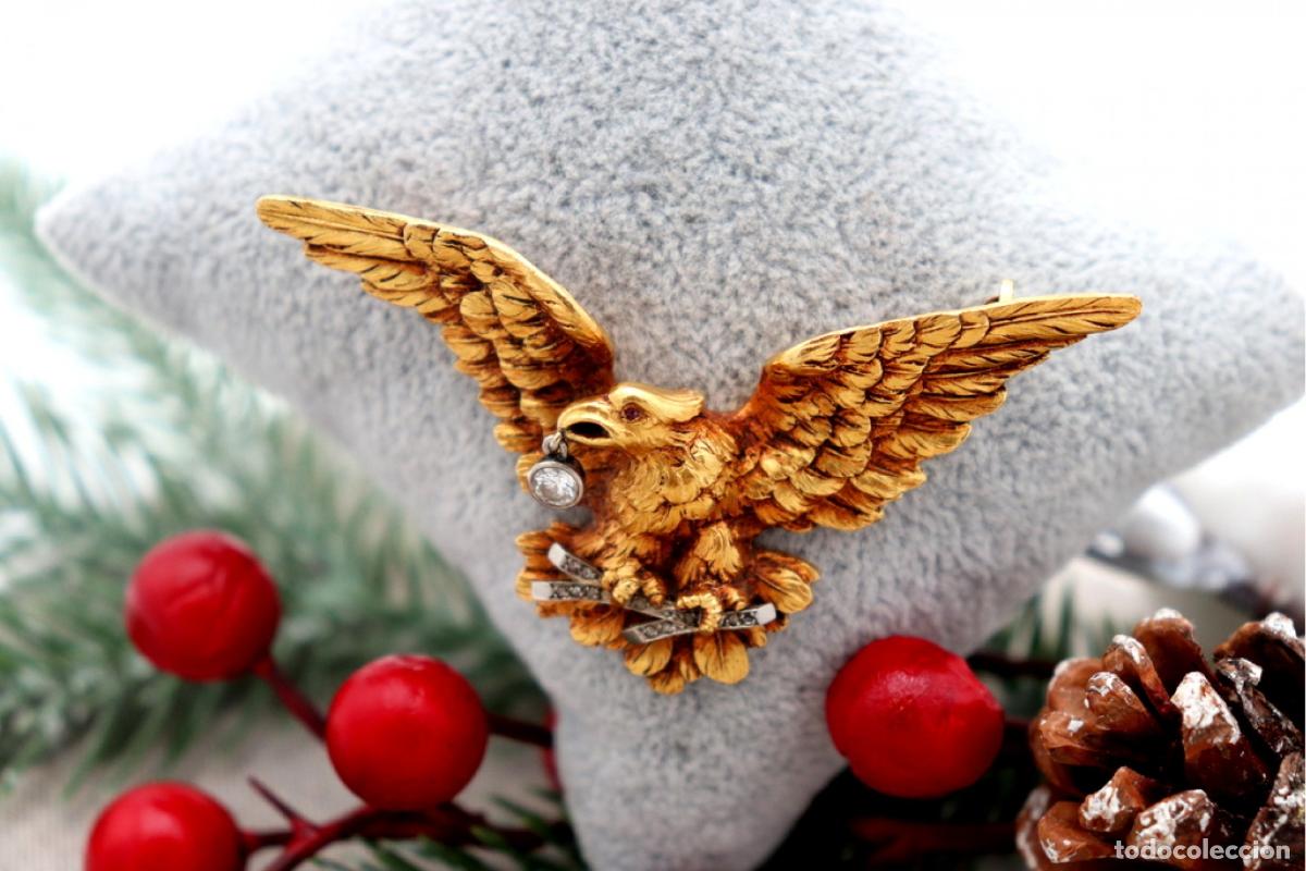 Joyeria: Broche de oro de 19,2 quilates con diamantes - &Aacute;guila