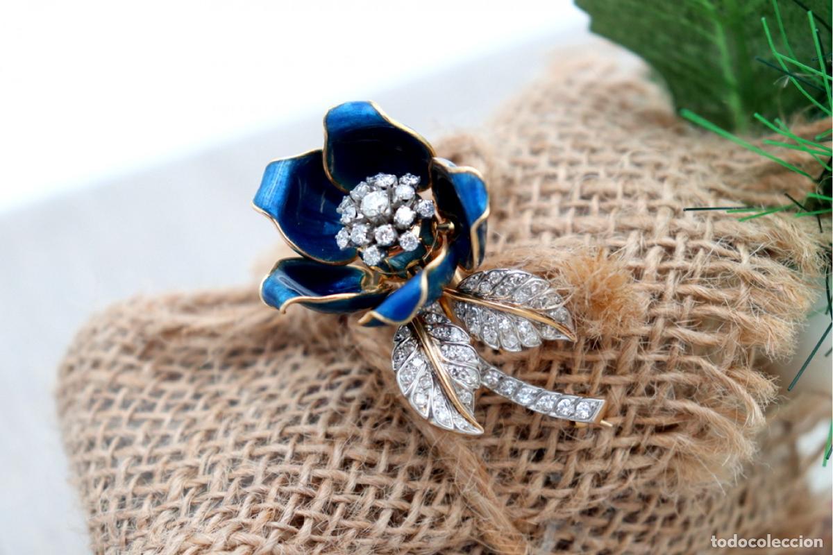 Joaillerie: Broche de oro de 19,2 quilates con diamantes - Flor