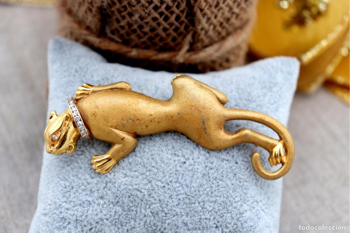 Gioielleria: Broche de oro de 19,2 quilates con diamantes - Leopardo