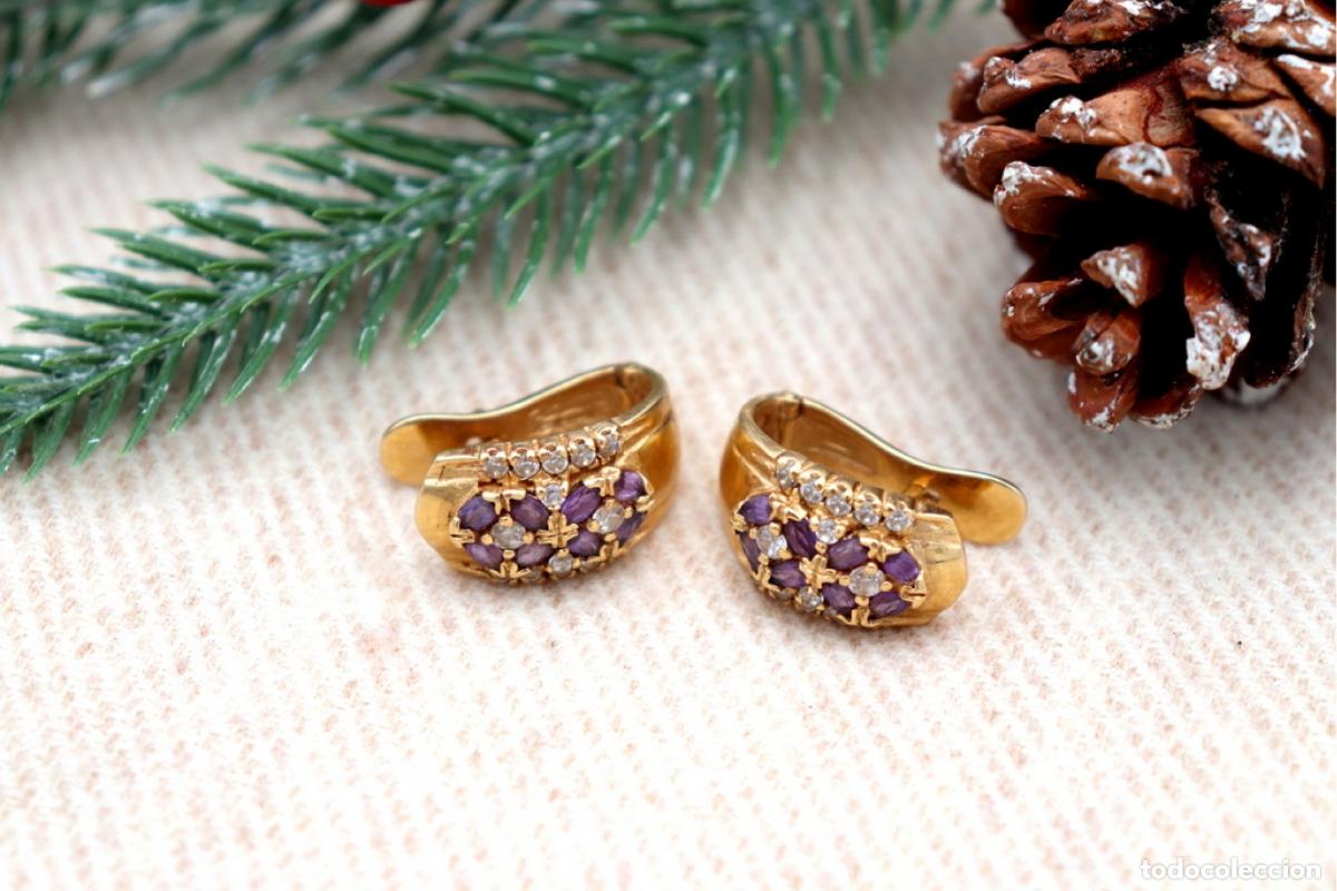 Joaillerie: Pendientes de oro de 19,2 quilates con amatistas