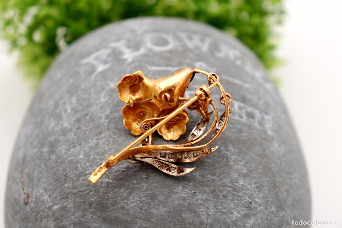 Joyeria: Broche de oro de 19,2 quilates con diamantes y perlas - Foto 5