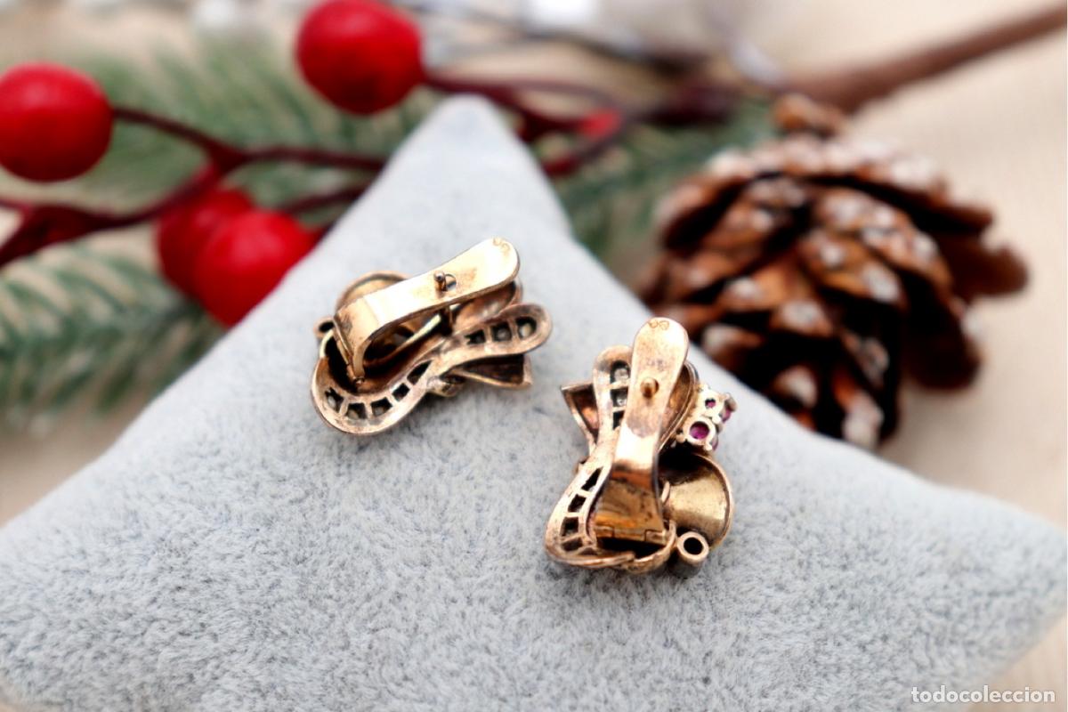 Joyeria: Pendientes en oro de 19,2K con diamantes y rub&iacute;es. - Foto 3