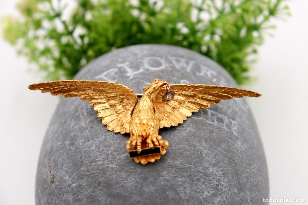 Joyeria: Broche de oro de 19,2 quilates con diamantes y zafiros - &Aacute;guila
