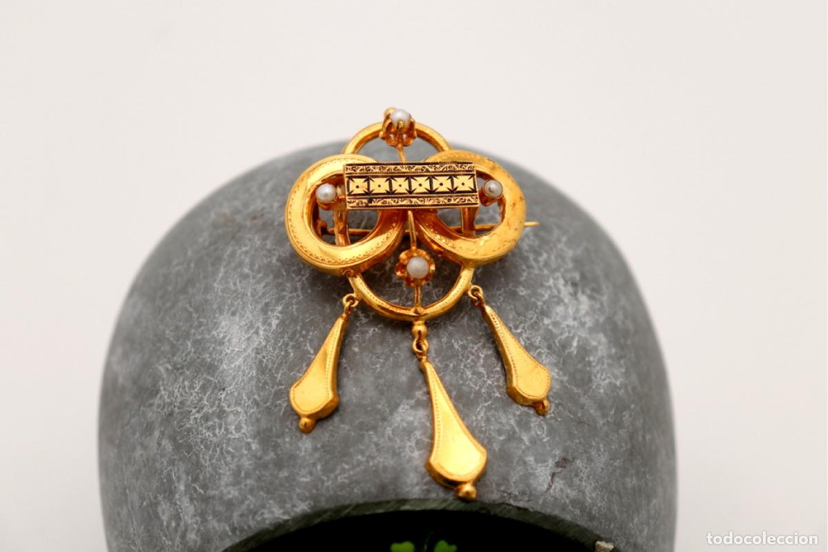 Joyeria: Broche de oro de 19,2 quilates con perlas - Foto 6