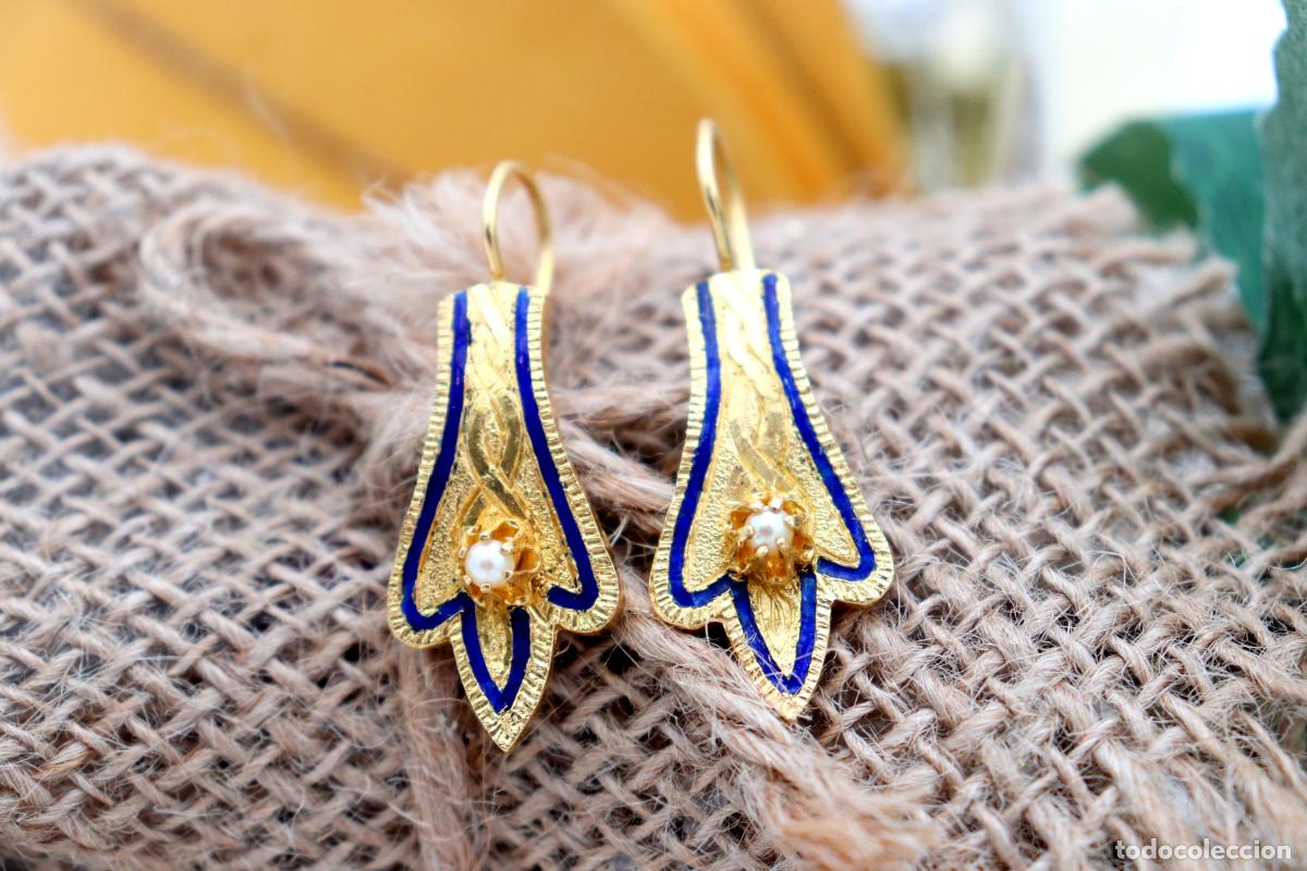 Joyeria: Pendientes de oro de 19,2 quilates con perlas - Foto 3
