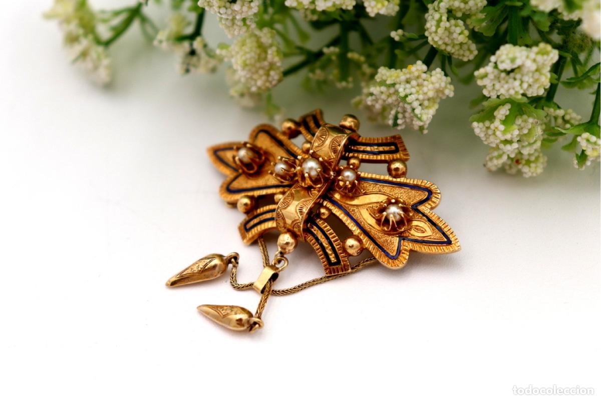 Joyeria: Broche de oro de 19,2 quilates con perlas - Foto 3