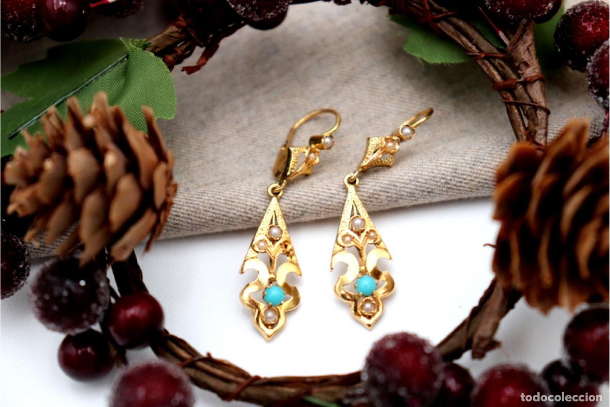 Schmuck: Pendientes de oro de 19,2 quilates con perlas