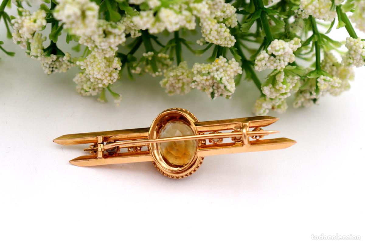 Joyeria: Broche de Oro 19,2K con perlas y citrino - Foto 2