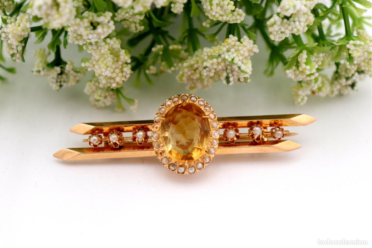 Joyeria: Broche de Oro 19,2K con perlas y citrino - Foto 4