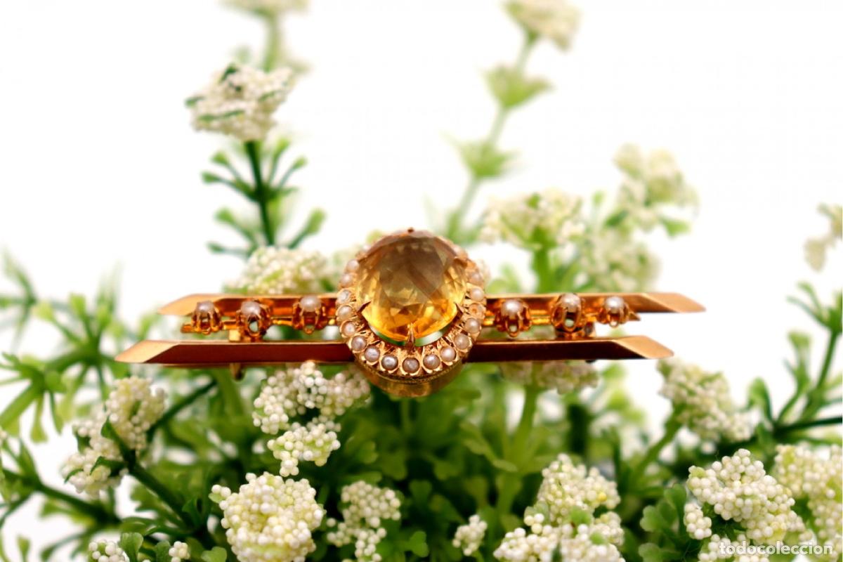 Joyeria: Broche de Oro 19,2K con perlas y citrino - Foto 5