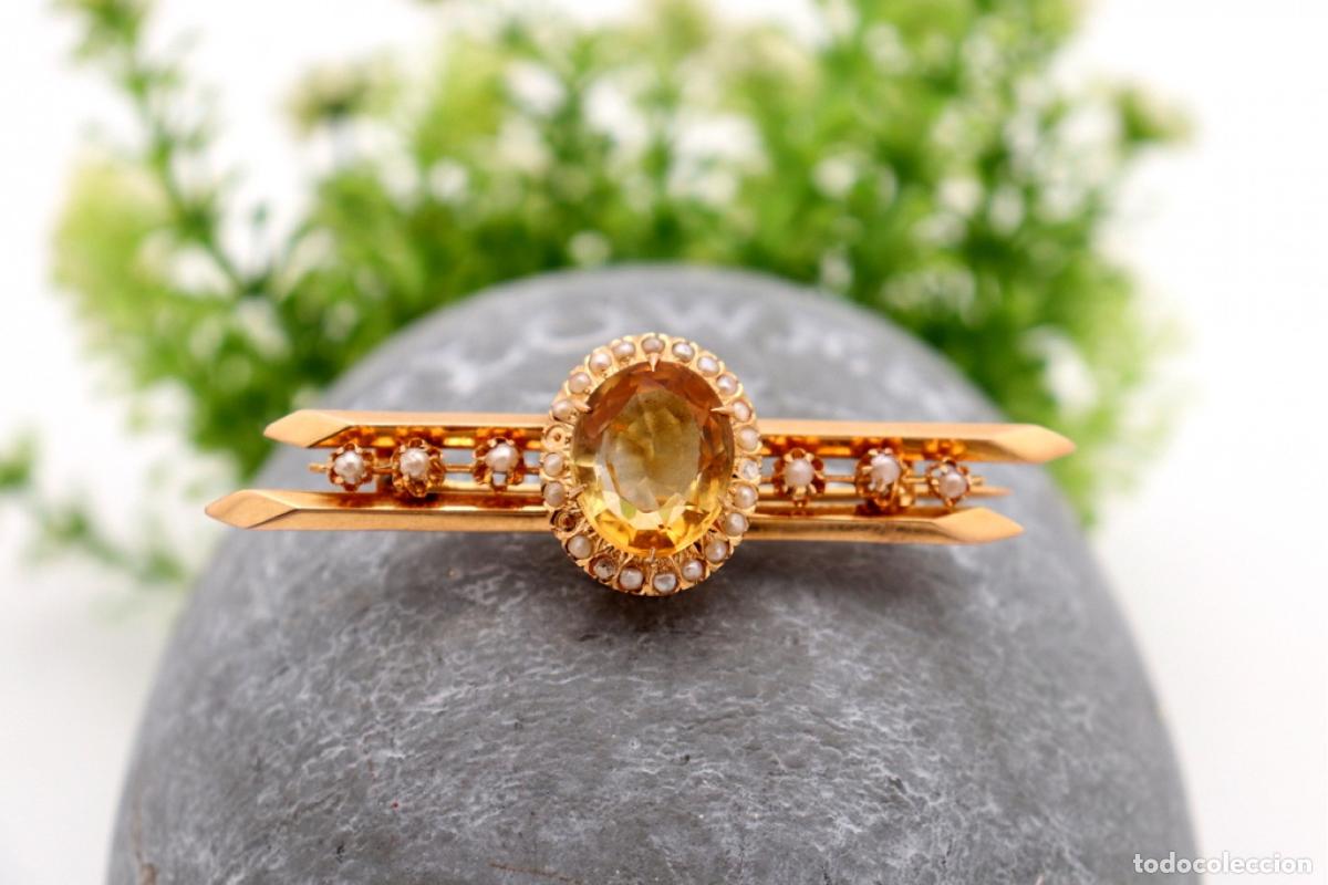 Joyeria: Broche de Oro 19,2K con perlas y citrino - Foto 6