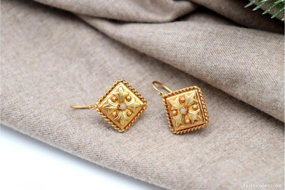 Joyeria: Pendientes de oro de 19,2 quilates con perlas - Foto 3