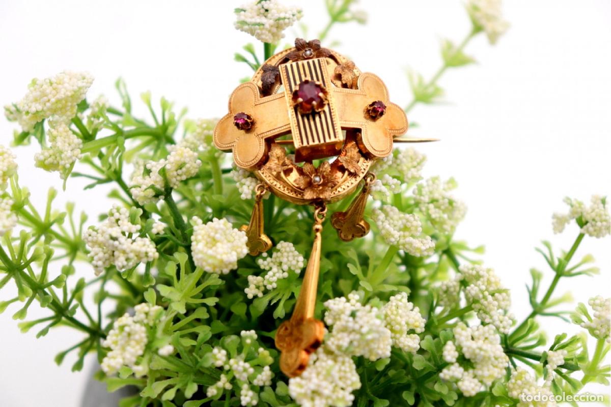 Joyeria: Broche de oro de 19,2 quilates con rub&iacute;es - Foto 2