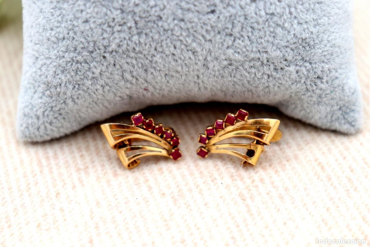 Joyeria: Pendientes de oro de 19,2 quilates con rub&iacute;es - Foto 2