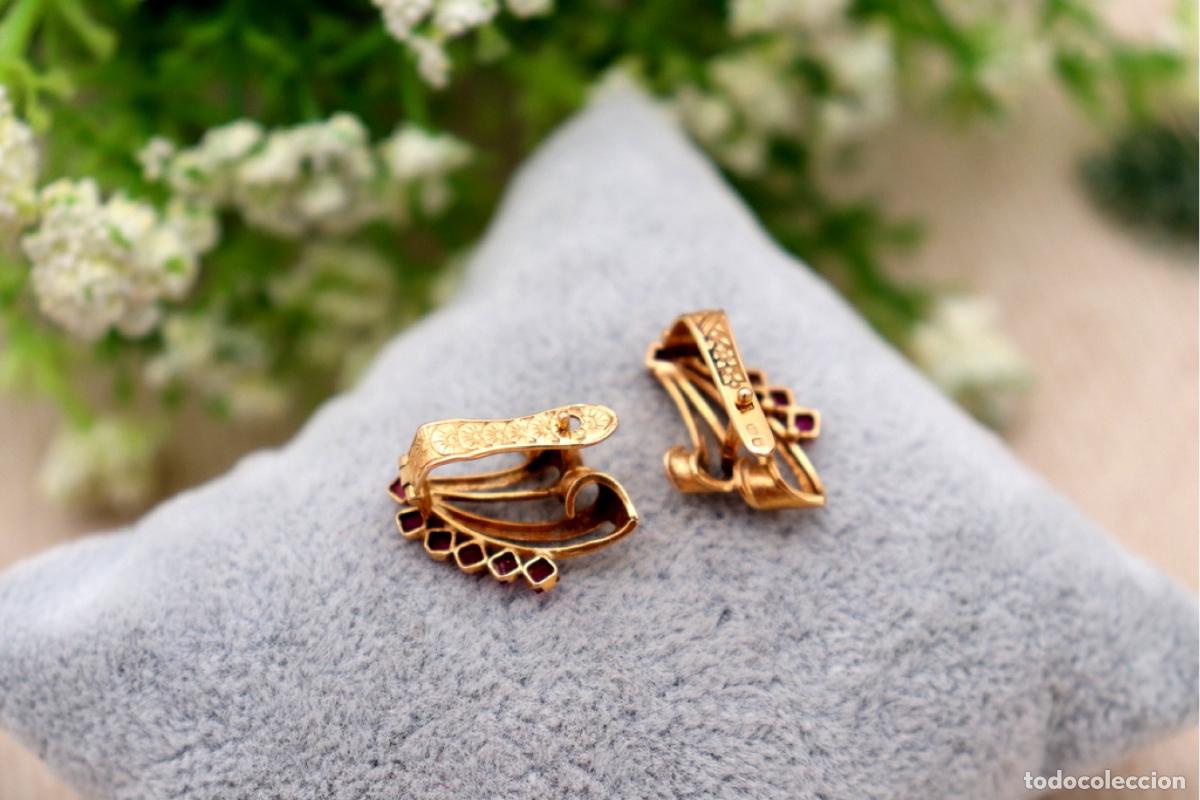 Joyeria: Pendientes de oro de 19,2 quilates con rub&iacute;es - Foto 3