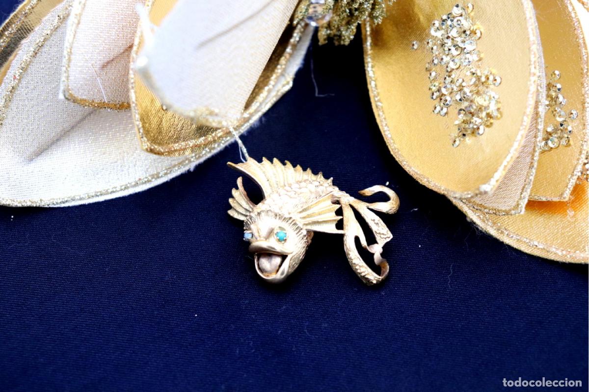 Joyeria: Broche de oro de 19,2 quilates con turquesa - Pez - Foto 3