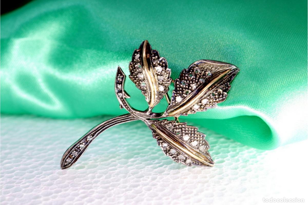 Joyeria: Broche en oro y plata de 19,2K con diamantes. - Foto 3