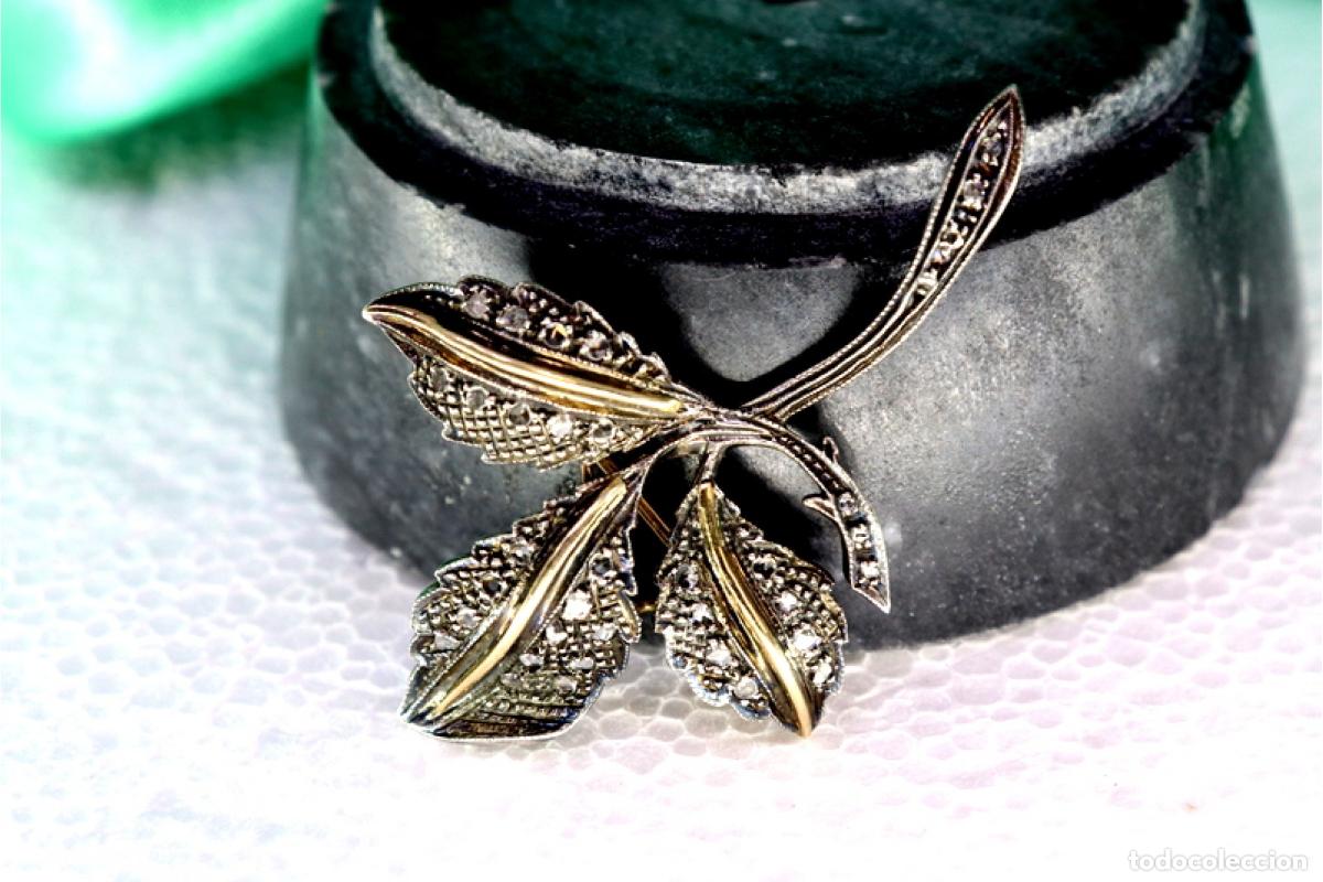 Joyeria: Broche en oro y plata de 19,2K con diamantes. - Foto 4