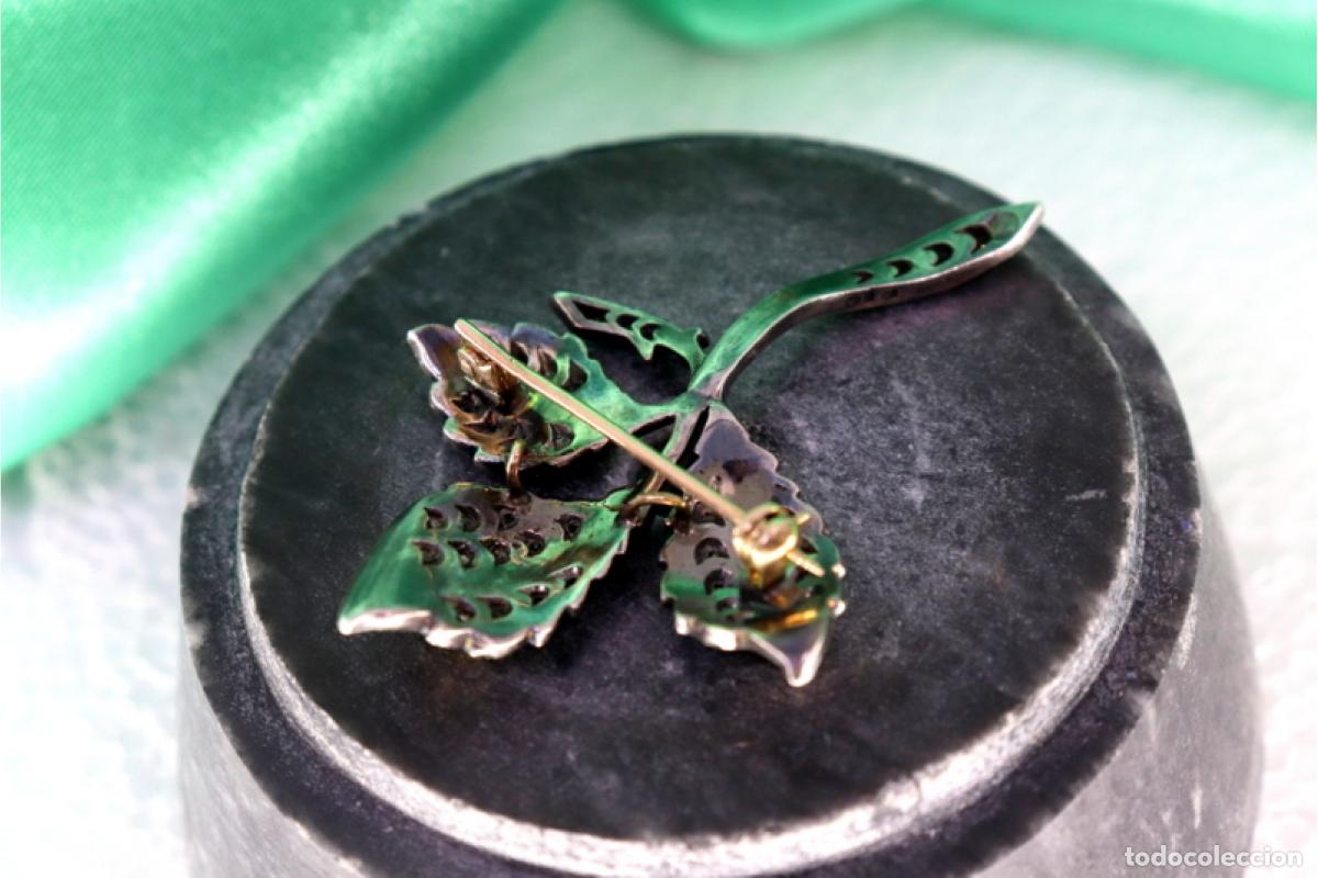 Joyeria: Broche en oro y plata de 19,2K con diamantes. - Foto 6