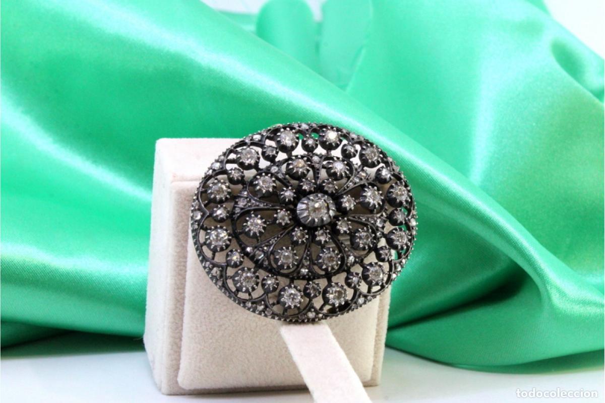 Joyeria: Broche en oro y plata de 19,2K con diamantes. - Foto 2