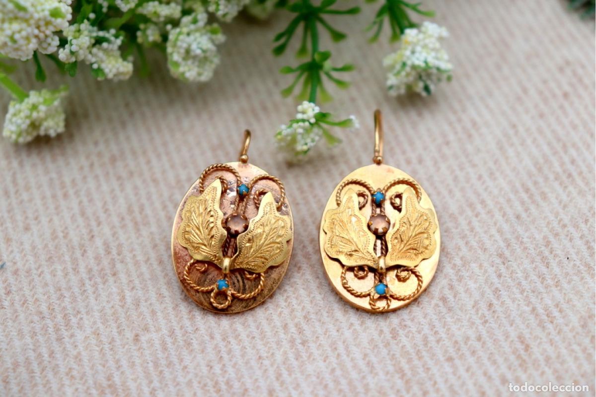 Joyeria: Pendientes de oro de 19,2 quilates con turquesa - Foto 3
