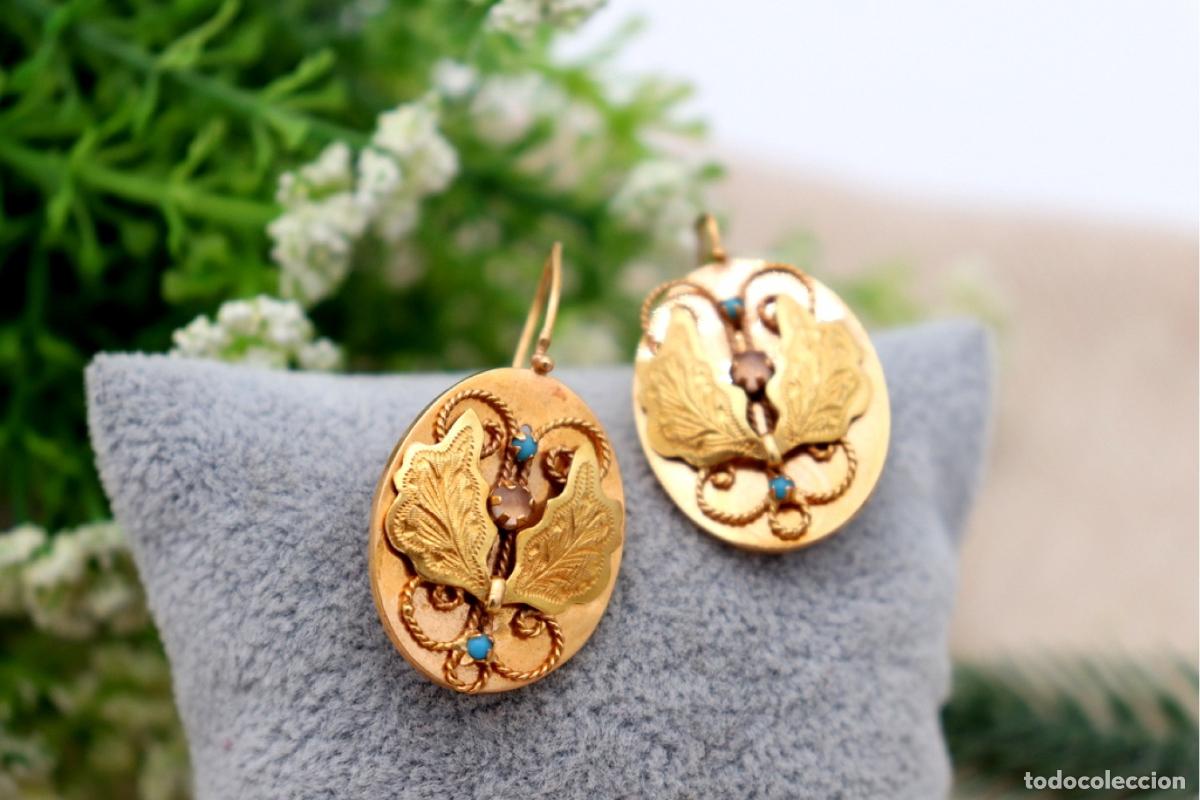 Joyeria: Pendientes de oro de 19,2 quilates con turquesa - Foto 4