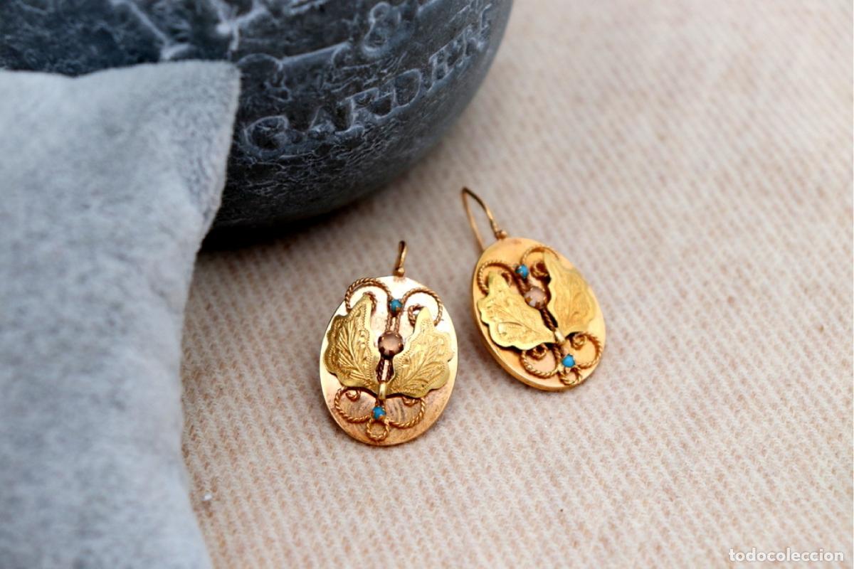 Joyeria: Pendientes de oro de 19,2 quilates con turquesa - Foto 6