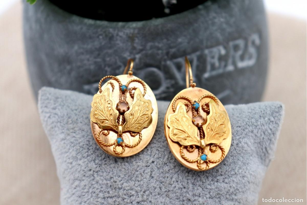Schmuck: Pendientes de oro de 19,2 quilates con turquesa