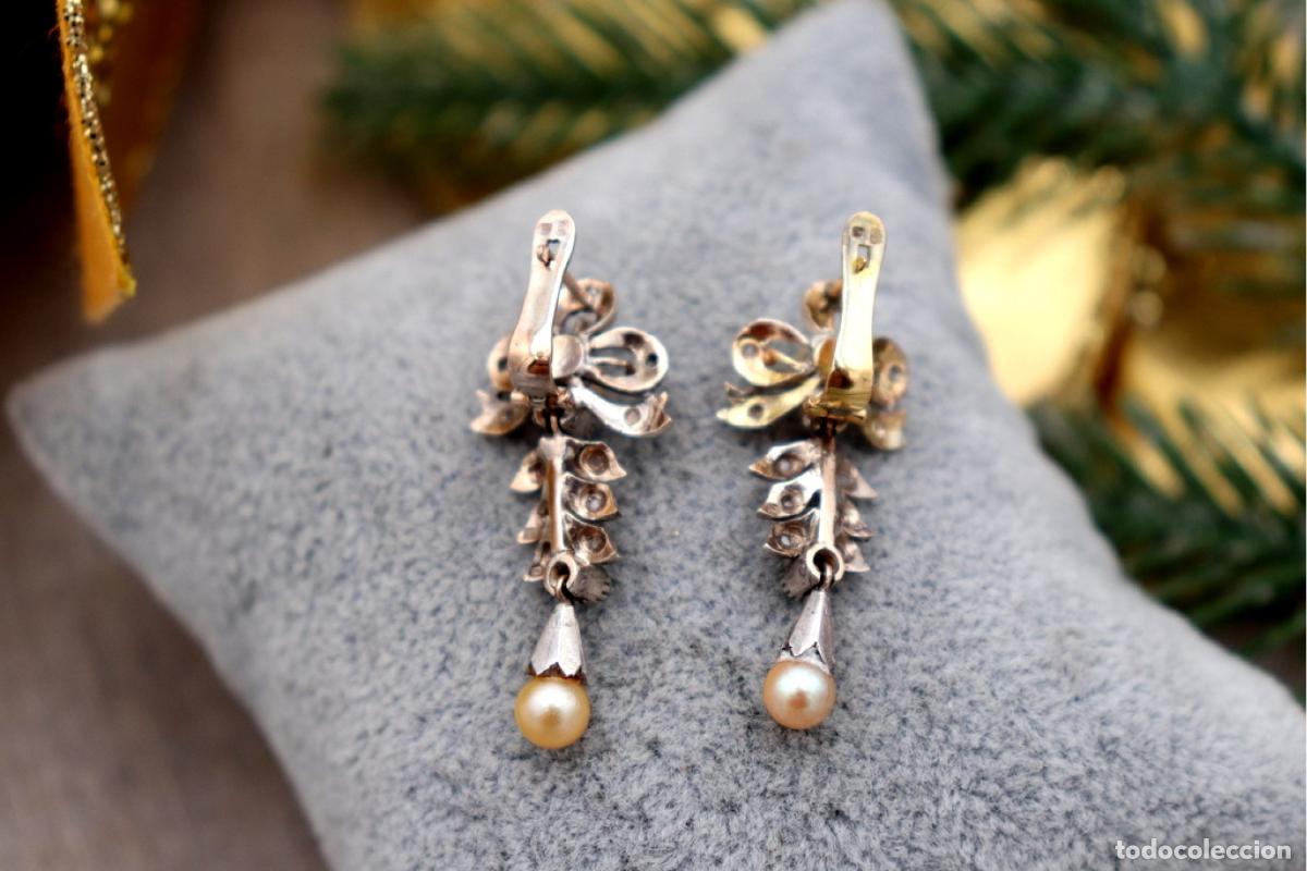 Joyeria: Pendientes en oro de 19,2K y plata con diamantes. - Foto 4