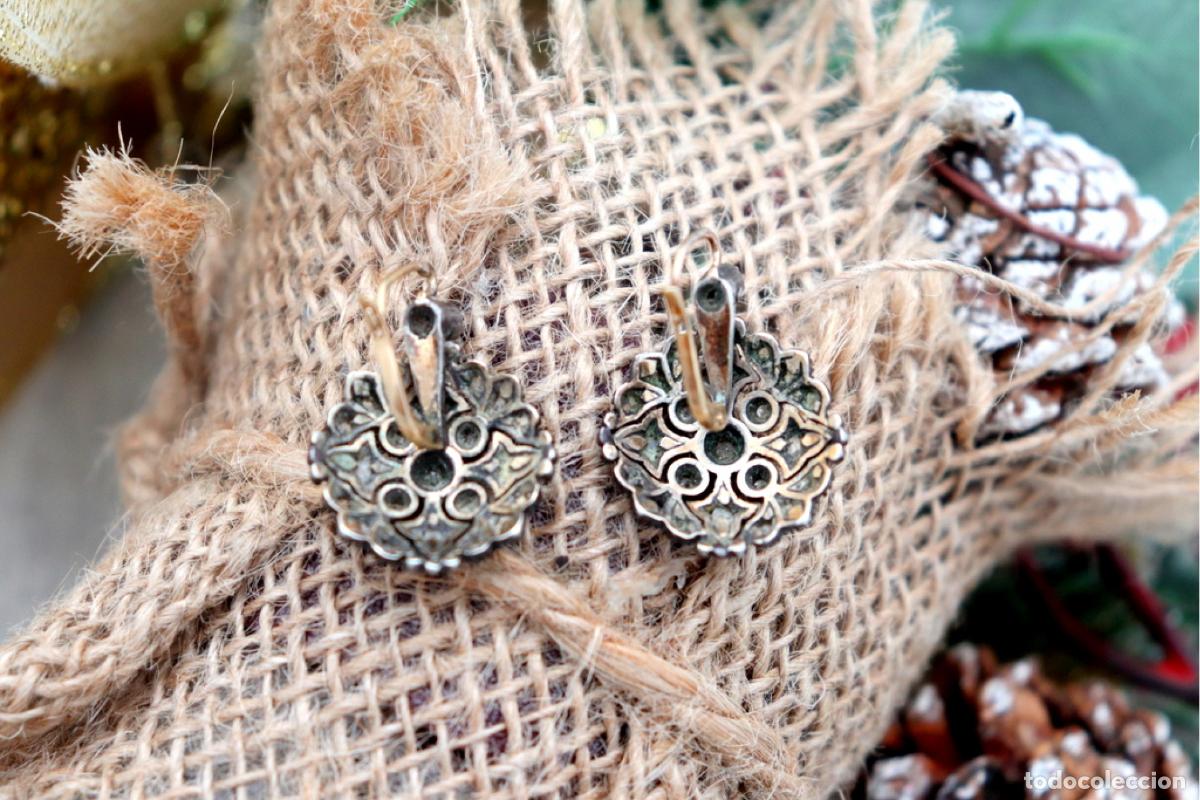Joyeria: Pendientes en oro de 19,2K y plata con diamantes. - Foto 4