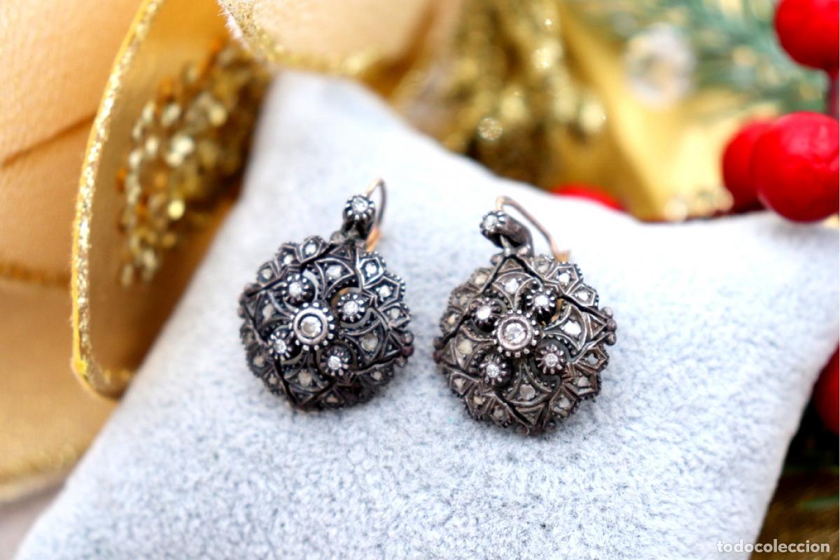 Joyeria: Pendientes en oro de 19,2K y plata con diamantes. - Foto 5