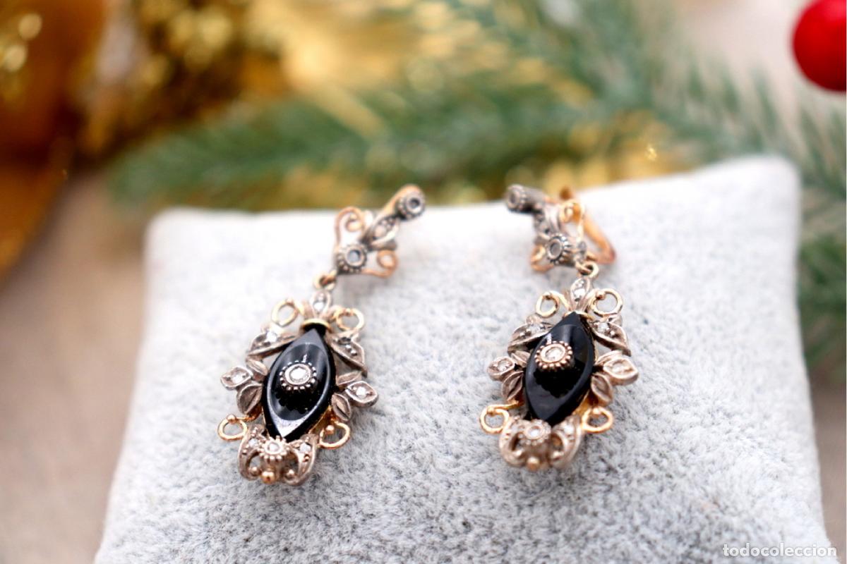 Joyeria: Pendientes en oro de 19,2K y plata con diamantes. - Foto 5