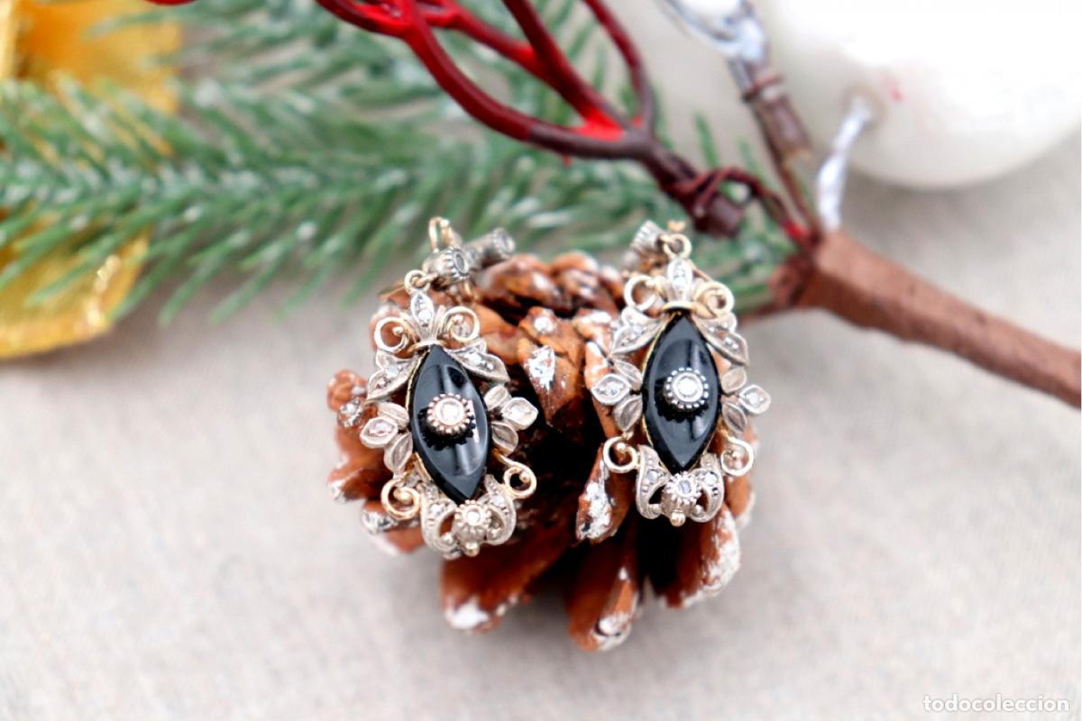 Joyeria: Pendientes en oro de 19,2K y plata con diamantes. - Foto 6