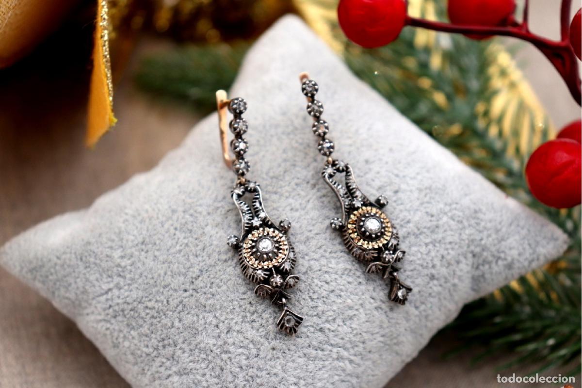 Joyeria: Pendientes en oro de 19,2K y plata con diamantes. - Foto 7